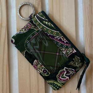Vera Bradley Green Paisley Floral Zip ID Case